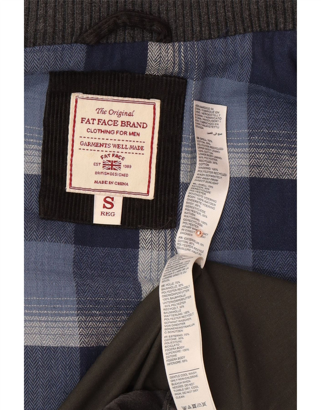 FAT FACE Chaleco acolchado para hombre UK 36 Small Gris Algodón