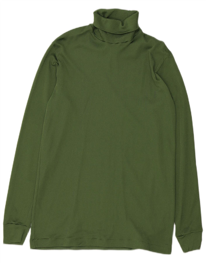 Vintage Hombre Top Manga Larga Verde Medio