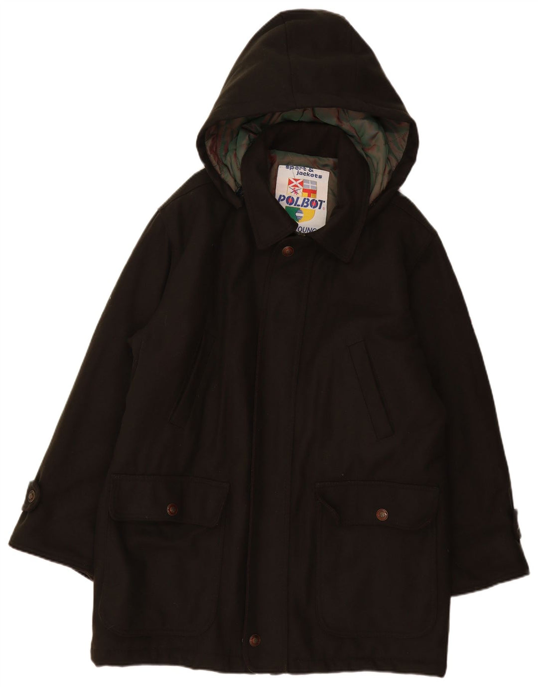 POLBOT Abrigo con capucha para hombre UK 40 Large Lana caqui