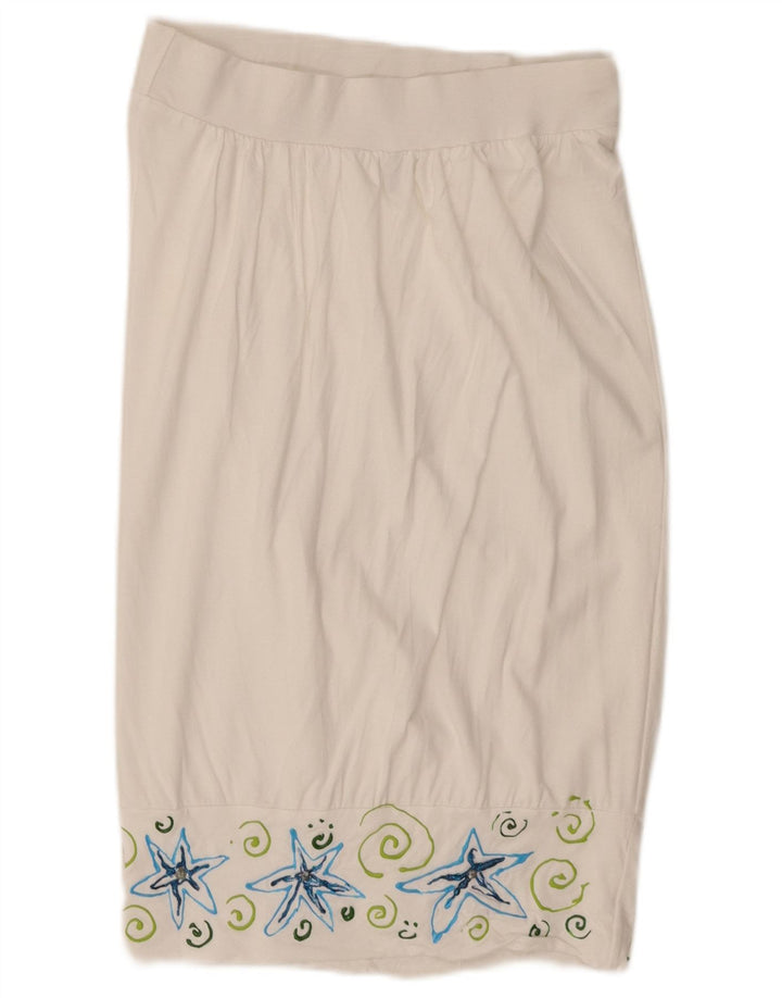 BENETTON Womens Abstract Pattern Midi Skirt W30 Medium White