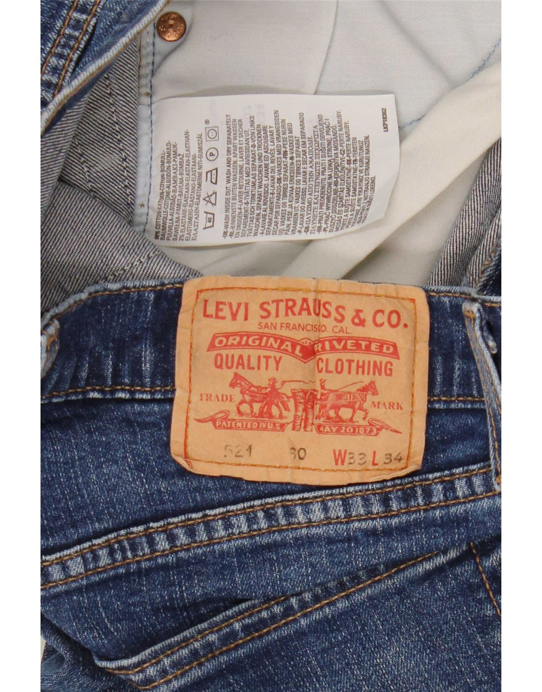 Levi's Jeans rectos 521 para hombre W33 L29 Algodón azul