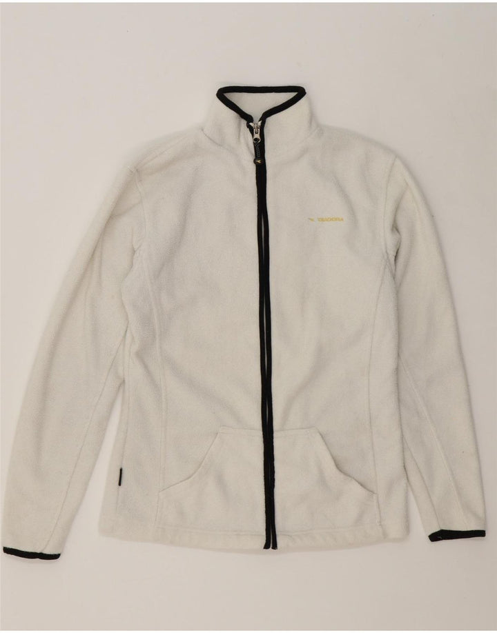 DIADORA Womens Fleece Jacket UK 10 Small White Polyester Vintage Diadora and Second-Hand Diadora from Messina Hembry 