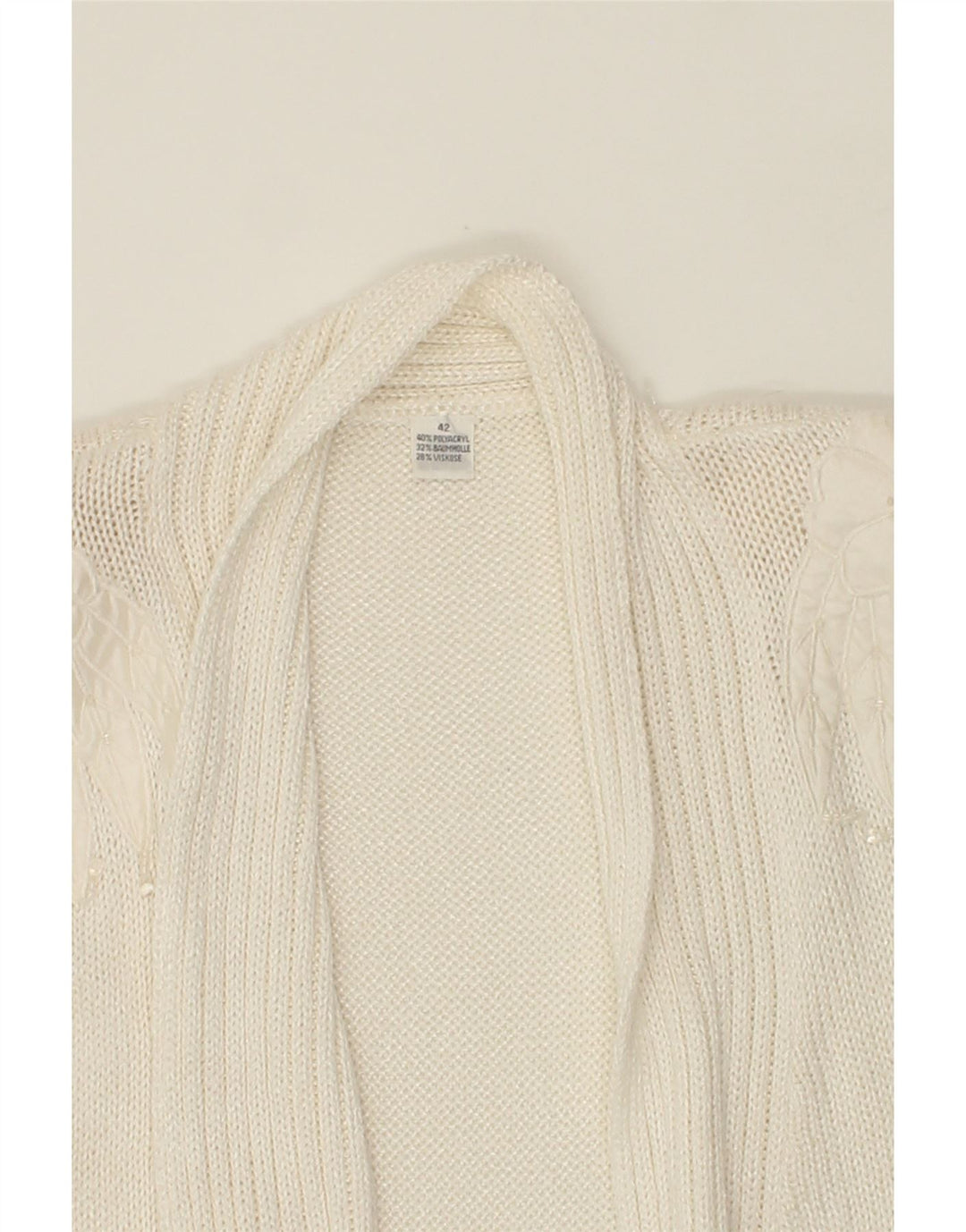 VINTAGE Womens Longline Cardigan Sweater IT 42 Medium White Floral Vintage Vintage and Second-Hand Vintage from Messina Hembry 