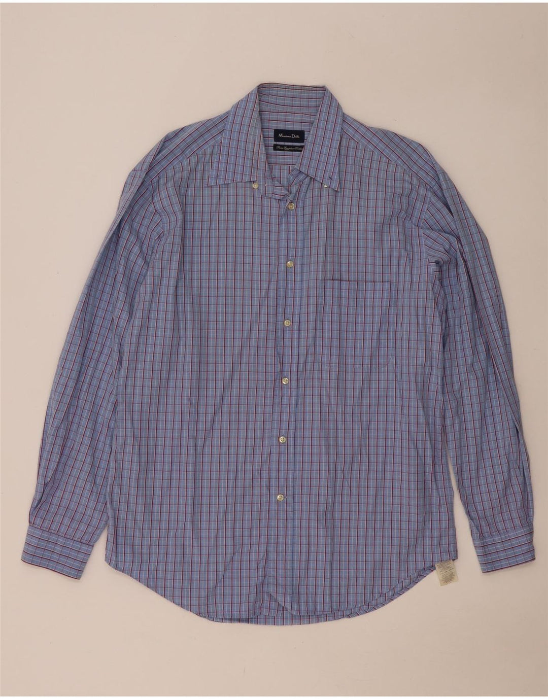 Camisa Massimo Dutti Hombre Talla 44 XL Cuadros Azul Algodón