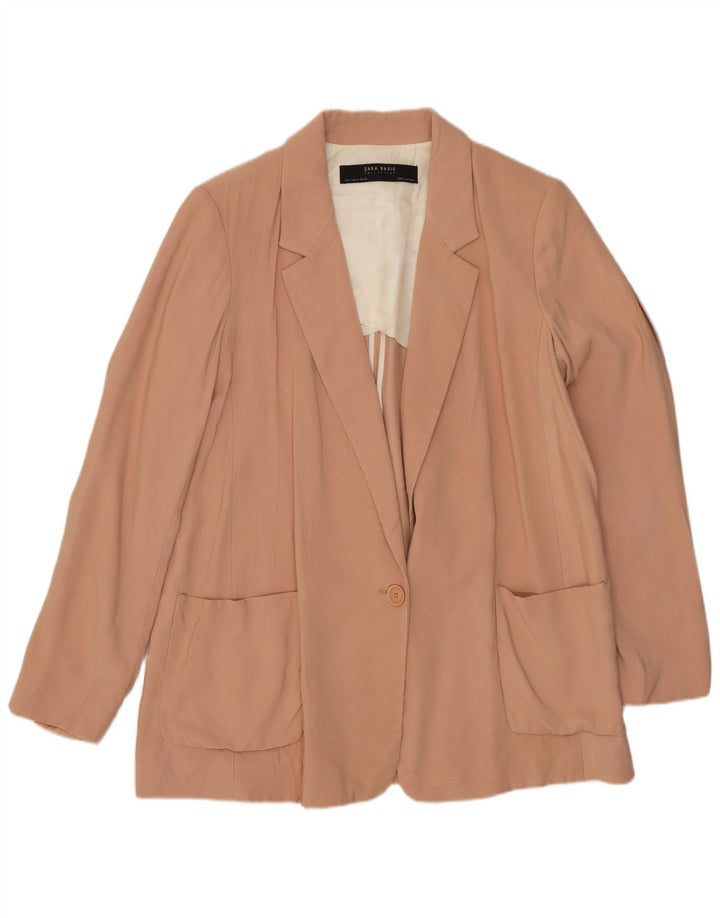 Zara Mujer Chaqueta Blazer De 1 Botón UK 44 Acetato Rosa Mediano