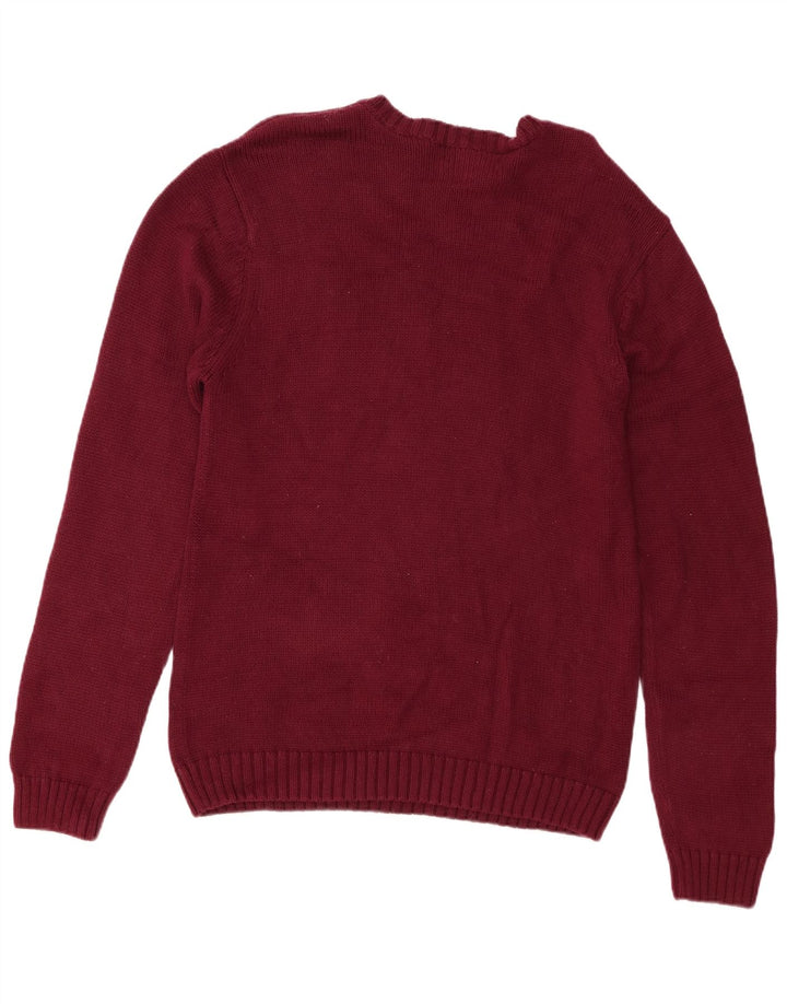 Chaps Suéter tipo jersey con cuello redondo y ajuste regular para hombre Algodón burdeos medio