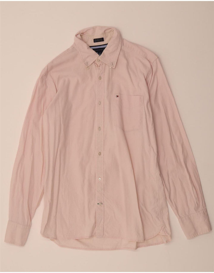 TOMMY HILFIGER Mens Custom Fit Shirt Medium Pink Cotton Vintage Tommy Hilfiger and Second-Hand Tommy Hilfiger from Messina Hembry 