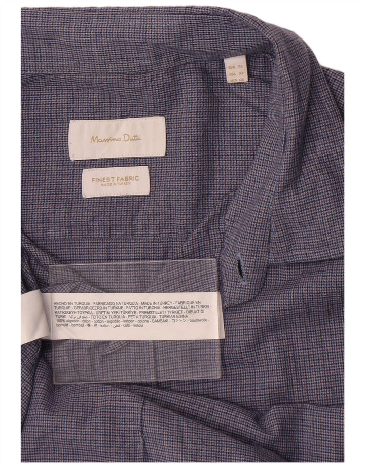 Camisa Massimo Dutti Hombre XL Cuadros Azul Algodón
