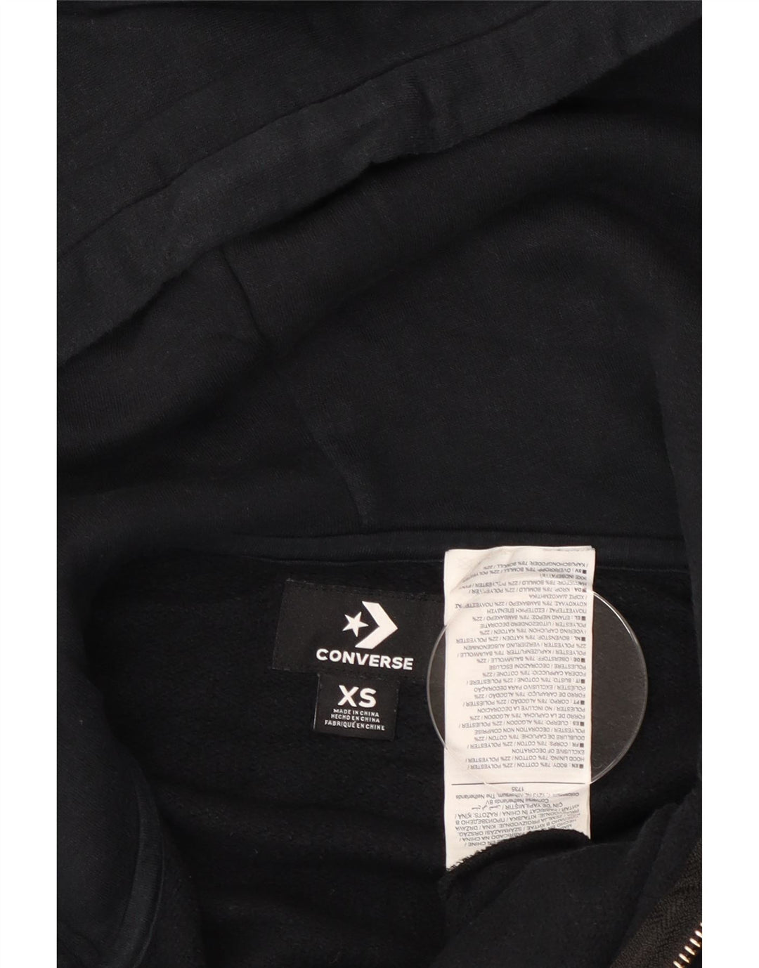 Converse Sudadera con capucha y cremallera para mujer UK 6 XS Algodón negro