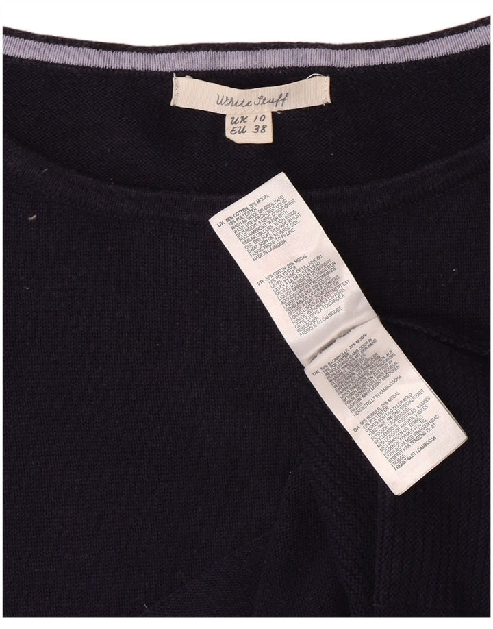 WHITE STUFF Suéter tipo jersey con cuello barco para mujer UK 10 Small Azul marino