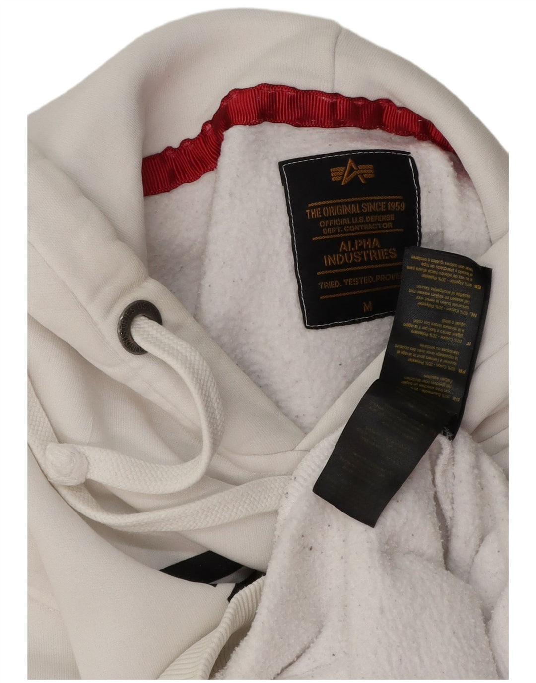 ALPHA INDUSTRIES Jersey con capucha gráfico para hombre Algodón blanco medio