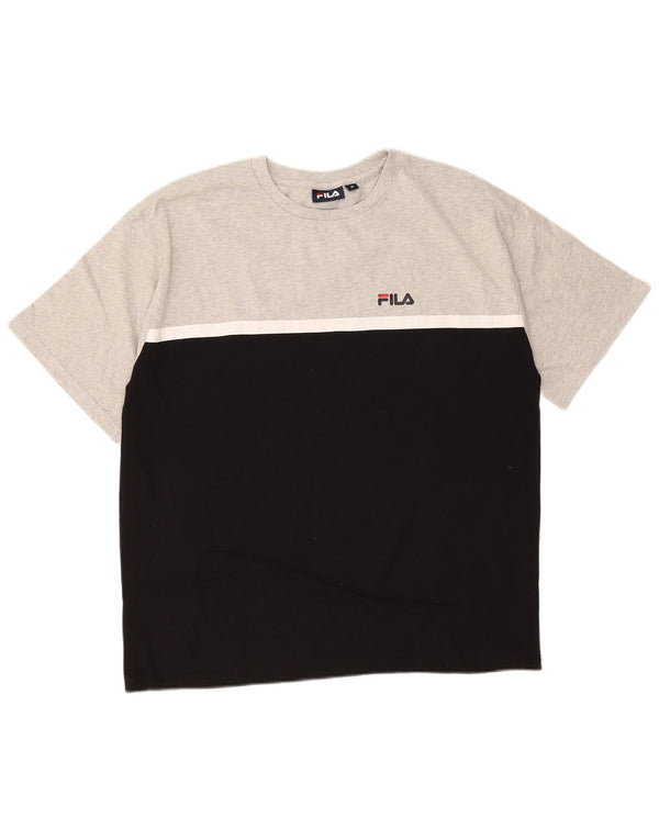 Fila Mens T-Shirt Top Medium Grey Colourblock Cotton