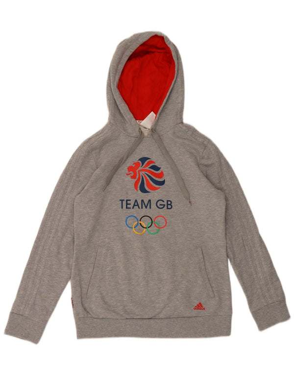 Adidas Sudadera con capucha gráfica para mujer Reino Unido 12/14 Algodón gris medio