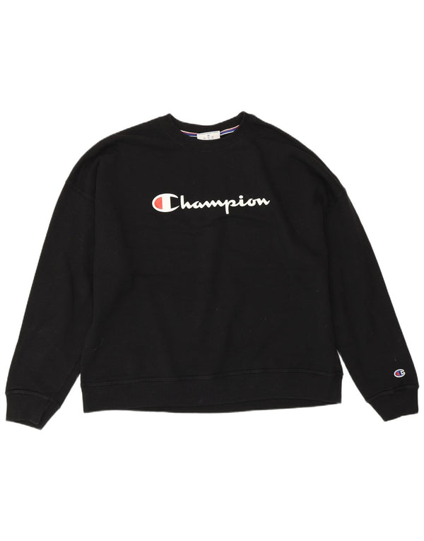 CHAMPION Sudadera extragrande con estampado gráfico para mujer UK 18 XL Negro