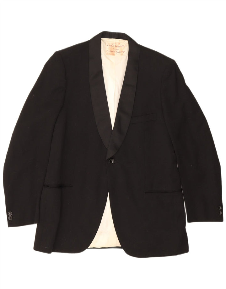 Vintage hombres 1 botón Blazer chaqueta Reino Unido 40 grande negro