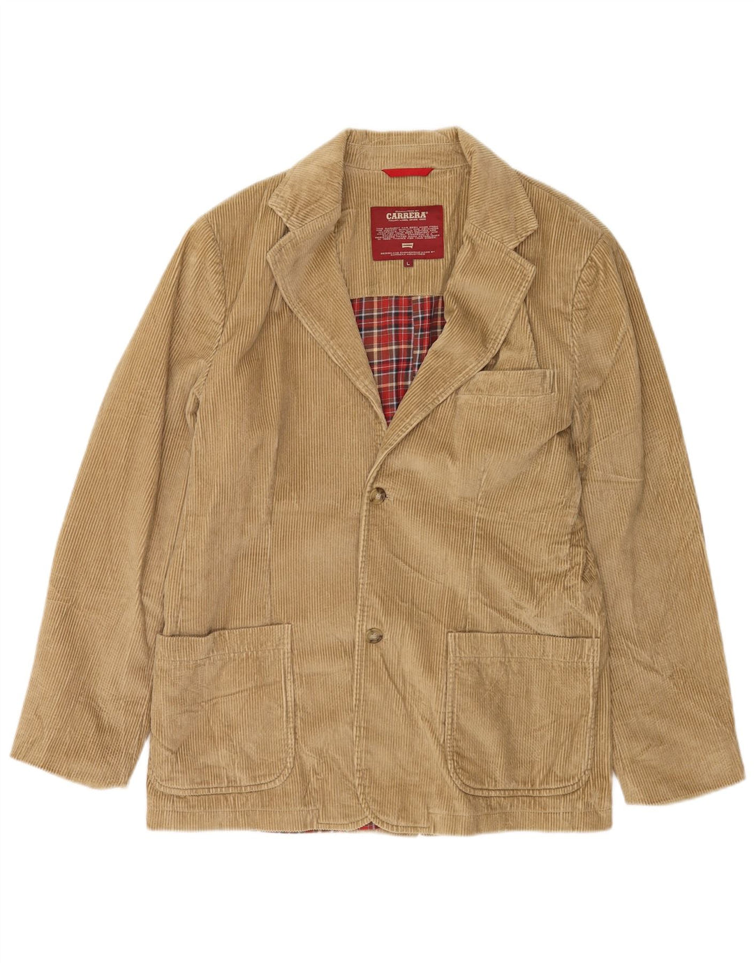 Carrera Chaqueta Blazer de Pana con 2 Botones para Hombre UK 40 Large Beige