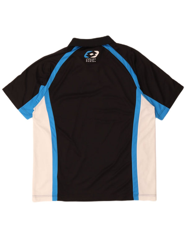 Lotto Mens Graphic Zip Neck Polo Shirt UK 42/44 XL Black Colourblock