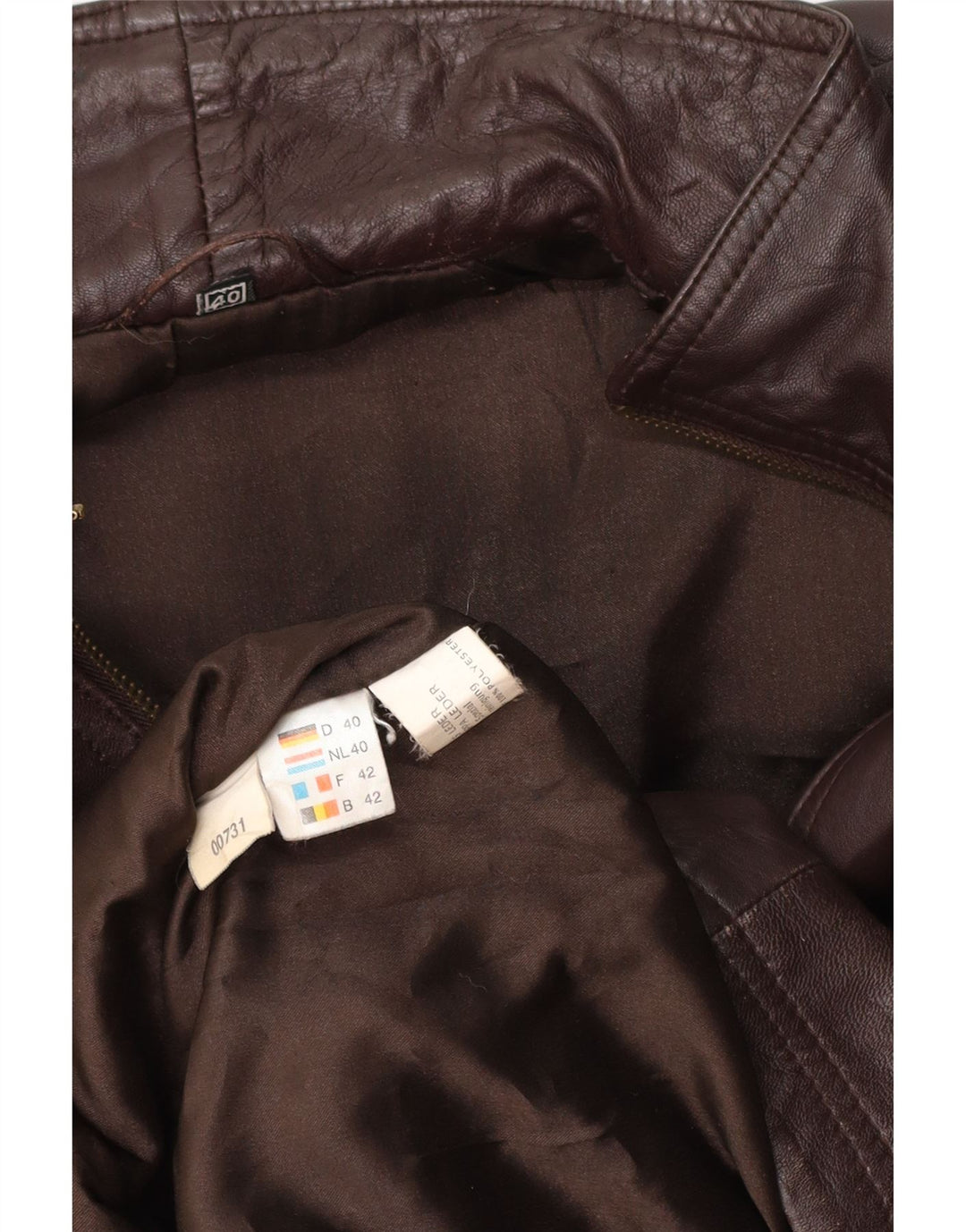 VINTAGE Abrigo de cuero de gran tamaño para mujer EU 40 Cuero marrón medio