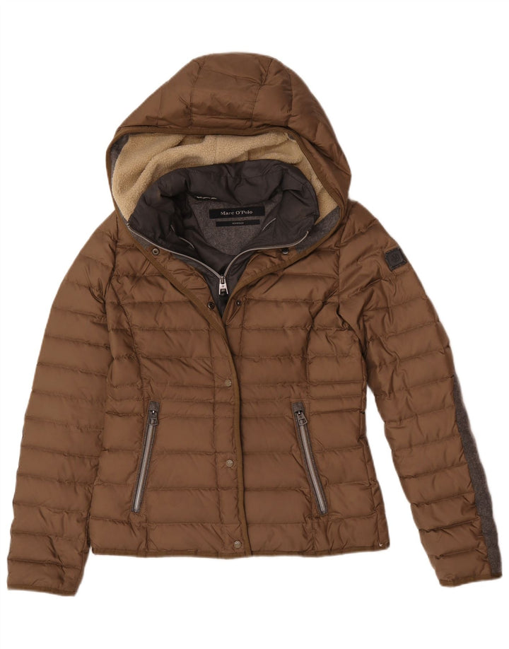 Marc O'Polo Chaqueta acolchada con capucha para mujer EU 36 Small Brown Colourblock