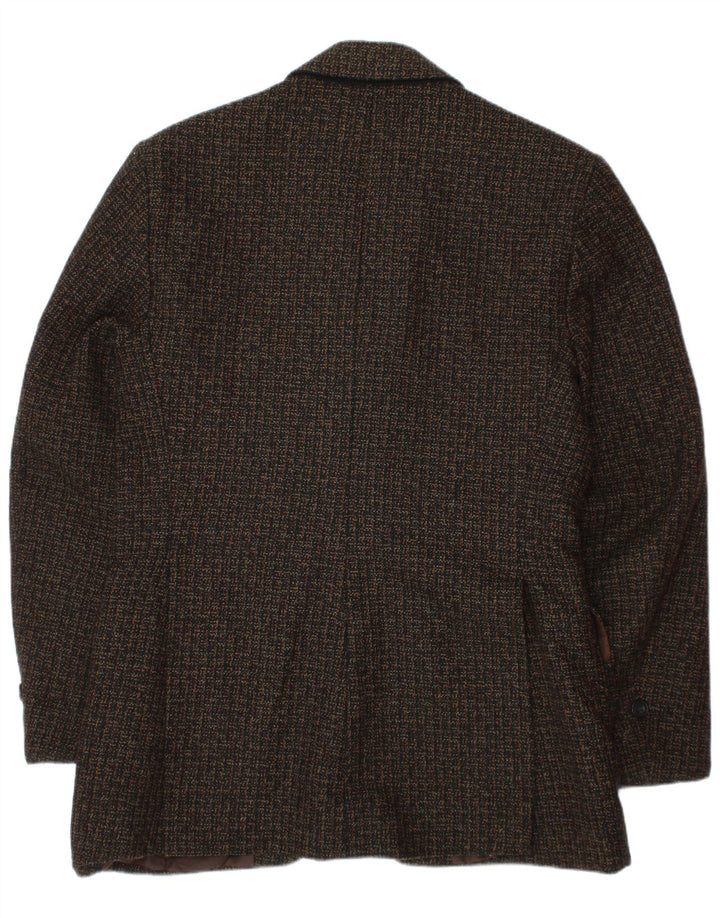 Vintage Boys 3 Botones Blazer Chaqueta 13-14 Años Marrón Lana Moteada