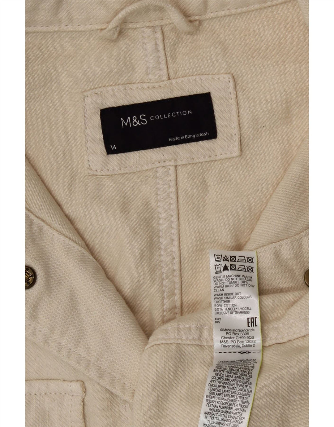 Marks & Spencer Chaqueta utilitaria para mujer Reino Unido 44 Grande Algodón beige