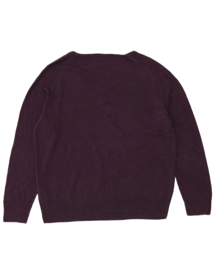 MARKS & SPENCER Jersey con cuello en V para mujer UK 40 XL Acrílico morado