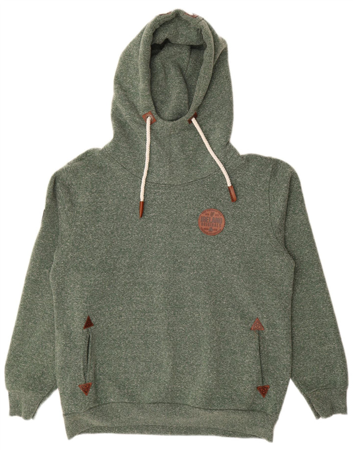 URBAN IRISH Jersey con capucha para hombre XL Algodón moteado verde