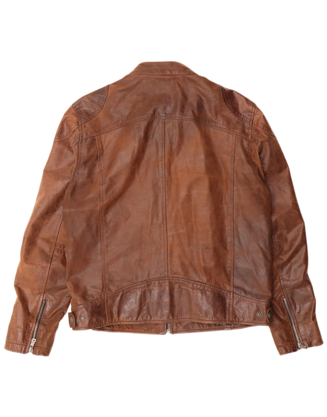 GIPSY Chaqueta de cuero delgada para hombre UK 42 XL Cuero marrón