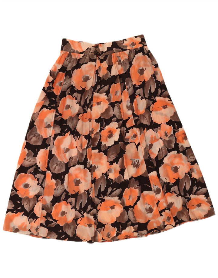 Falda acampanada vintage para mujer W28 Floral naranja medio
