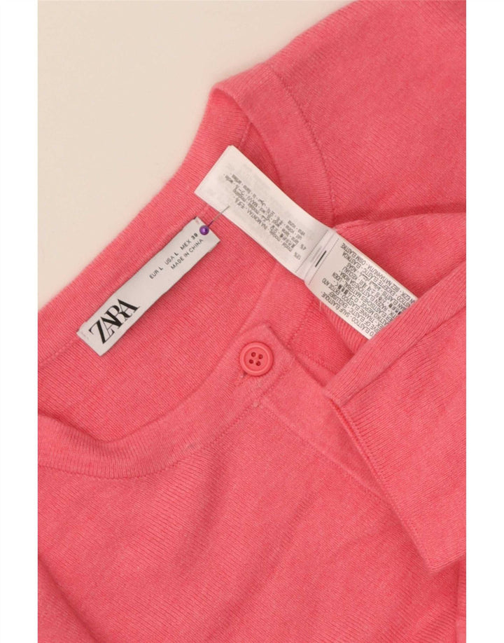 Zara Mujer Cárdigan Suéter UK 44 Grande Rosa Modal
