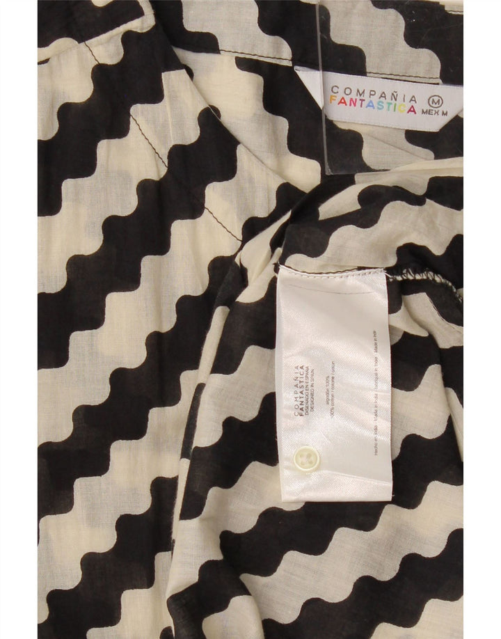 COMPANIA FANTASTICA Vestido acampanado para mujer UK 44 Mediano Algodón a rayas negro