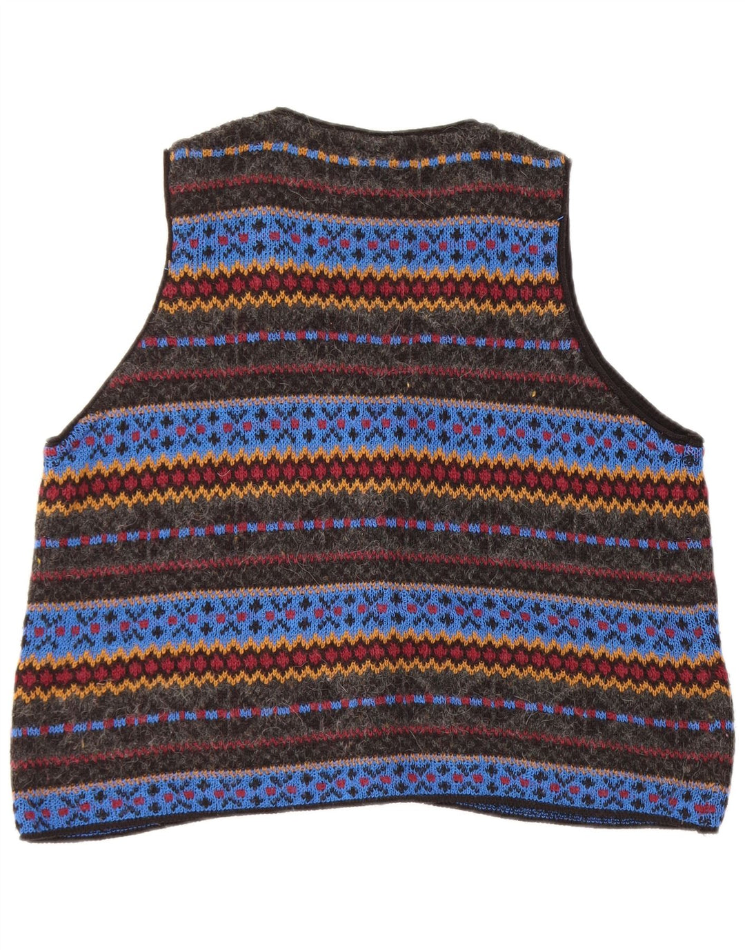 Vintage hombres punto chaleco grande multicolor geométrico