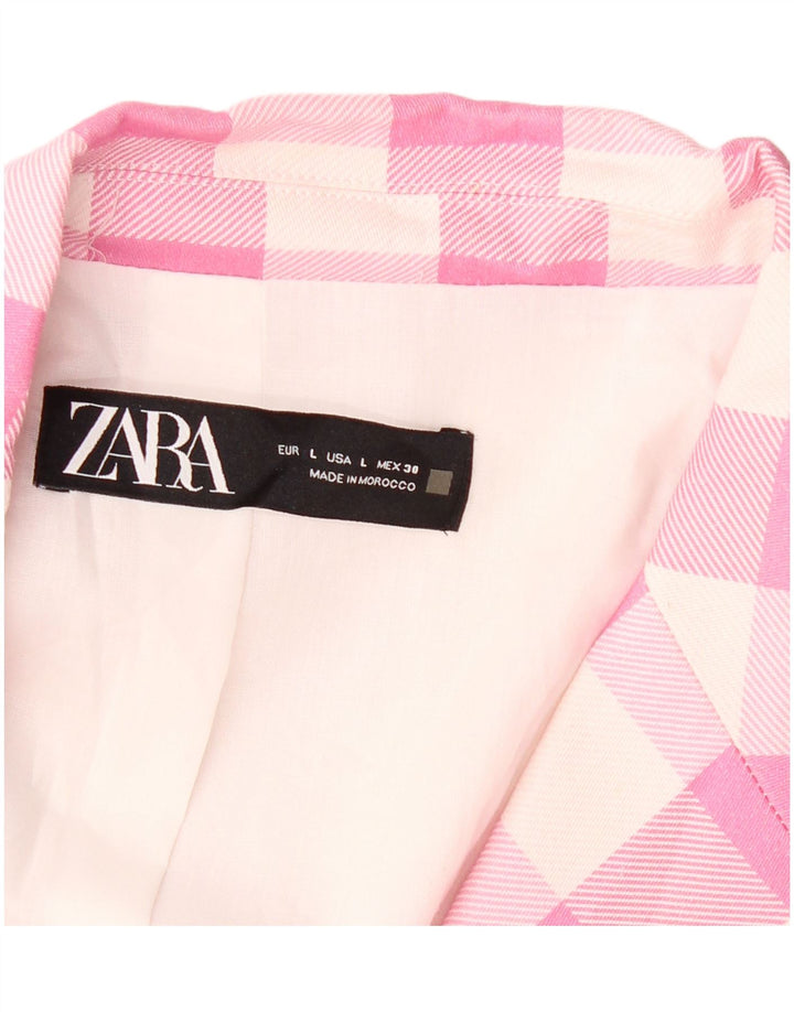 ZARA Chaqueta Blazer De 2 Botones Para Mujer UK 46 Large Pink Gingham