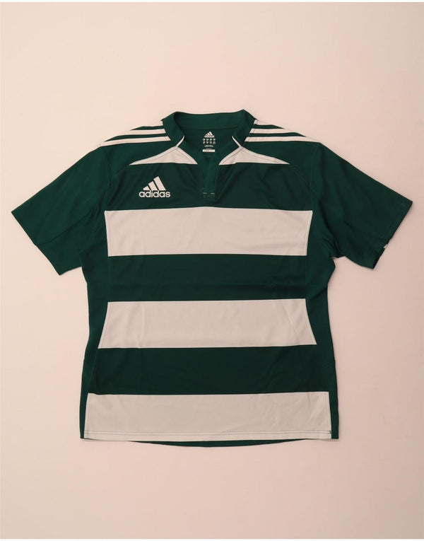 Adidas Mens Climacool Camiseta Top 2XL Verde Rayas Poliéster