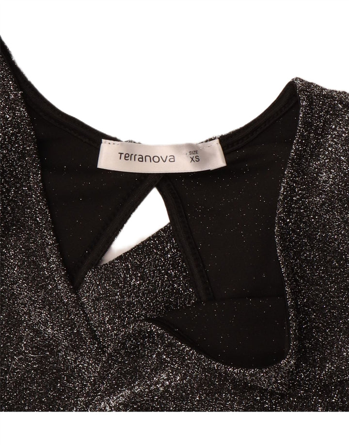 TERRANOVA Womens Crop Blouse Top UK 6 XS Grey Polyester