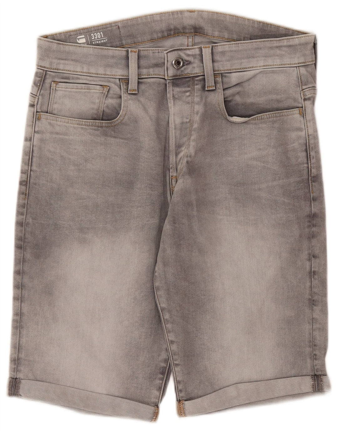 G-Star Hombre 3301 Shorts De Mezclilla W31 Algodón Gris Medio