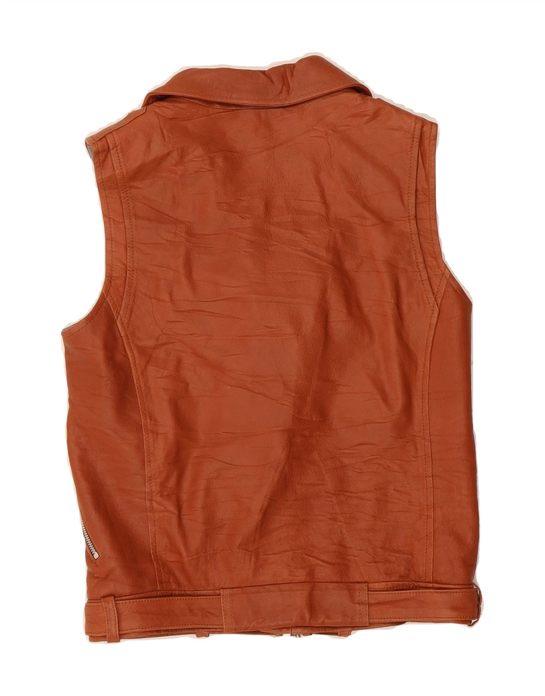 BRUNELLO CUCINELLI Womens Leather Gilet UK 10 Small Brown Leather Vintage Brunello Cucinelli and Second-Hand Brunello Cucinelli from Messina Hembry 