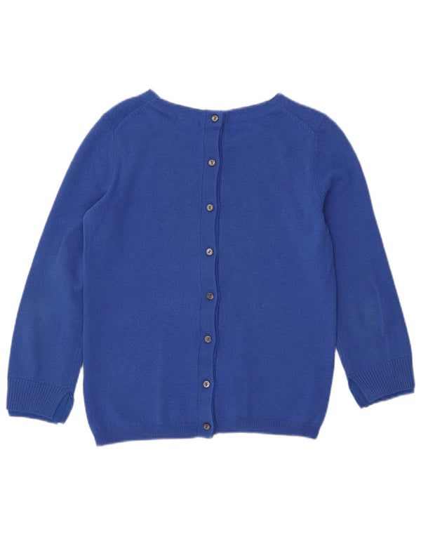 JIGSAW Suéter tipo cárdigan de manga 3/4 para mujer UK 10 Small Blue Wool