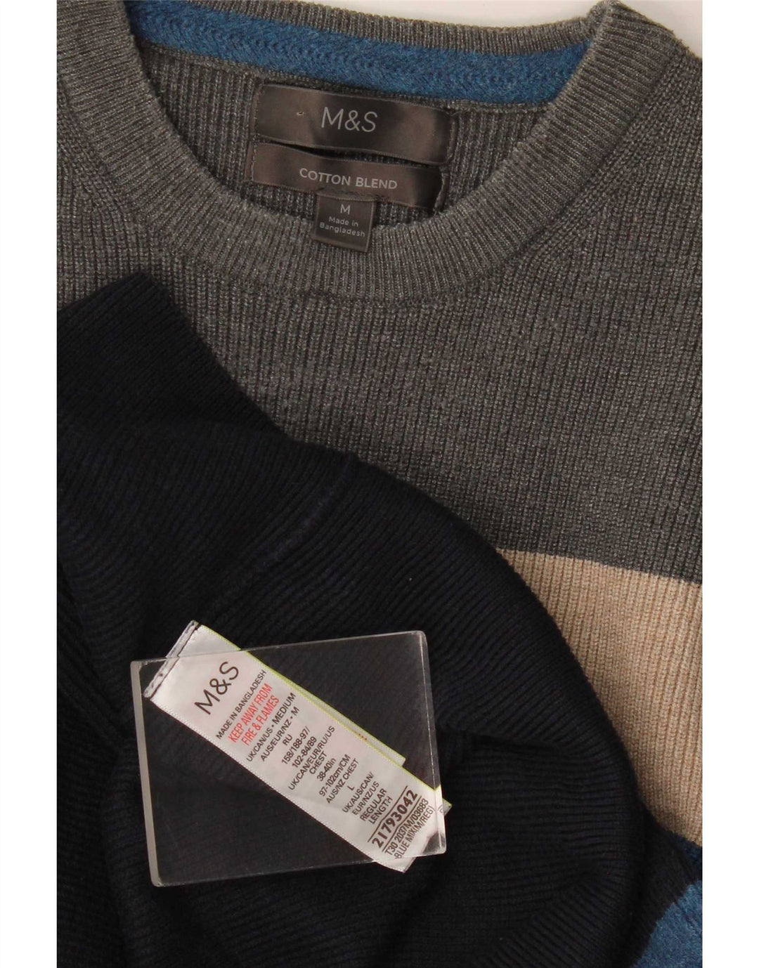 Marks & Spencer - Jersey de cuello redondo para hombre, talla mediana, multicolor