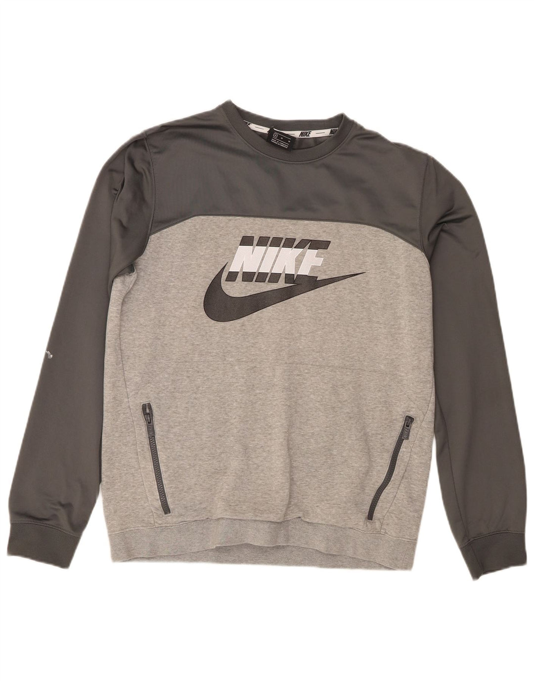 Nike Hombre Sudadera con gráfico tipo jersey de algodón color block en gris medio