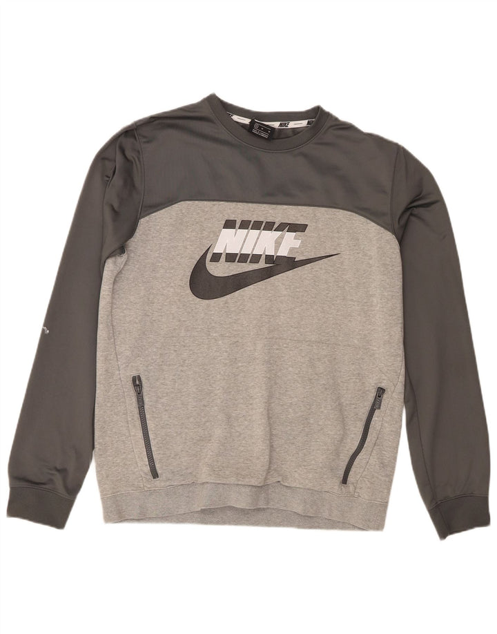 Nike Hombre Sudadera con gráfico tipo jersey de algodón color block en gris medio