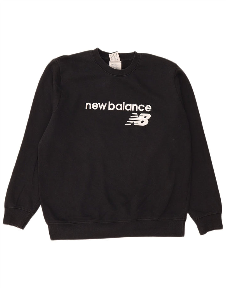 NEW BALANCE Sudadera gráfica para mujer Jumper UK 46 Grande Algodón negro