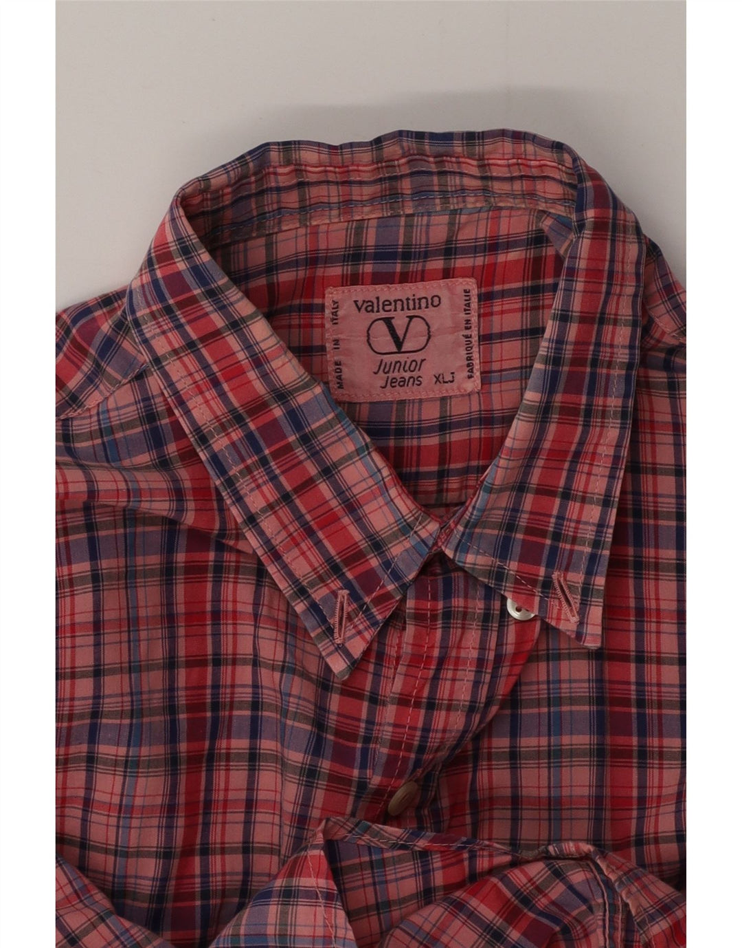 Valentino Camisa Niño 15-16 Años XL Cuadros Rosa Algodón