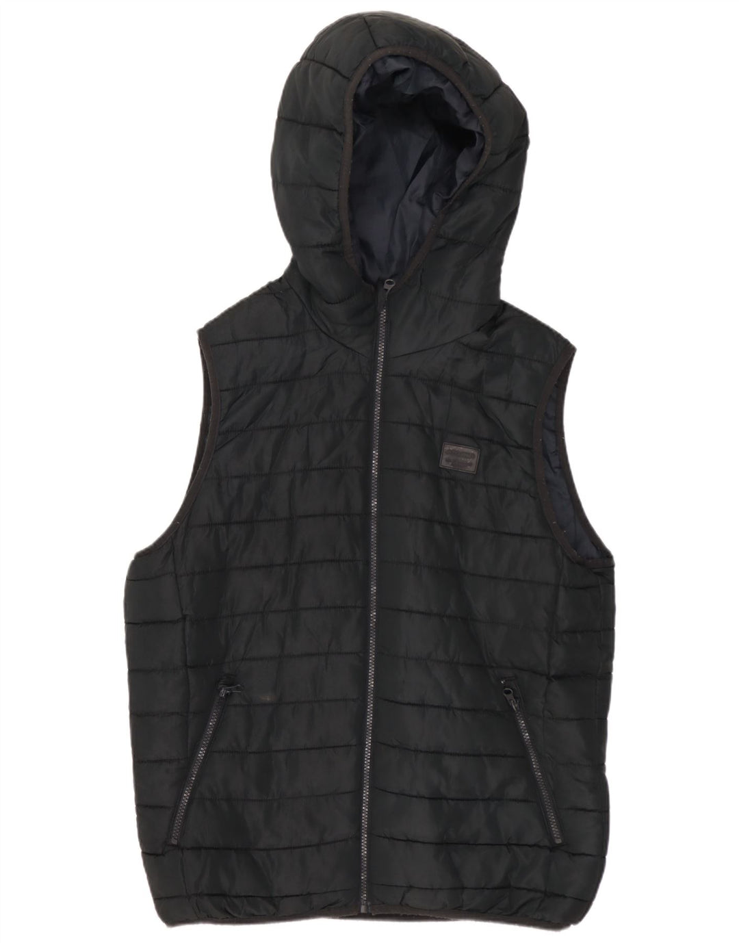 Jack & Jones Chaleco acolchado con capucha para hombre UK 36 Small Poliéster negro