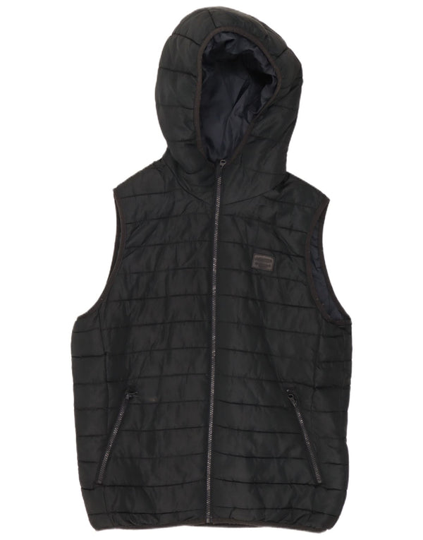 Jack & Jones Chaleco acolchado con capucha para hombre UK 36 Small Poliéster negro