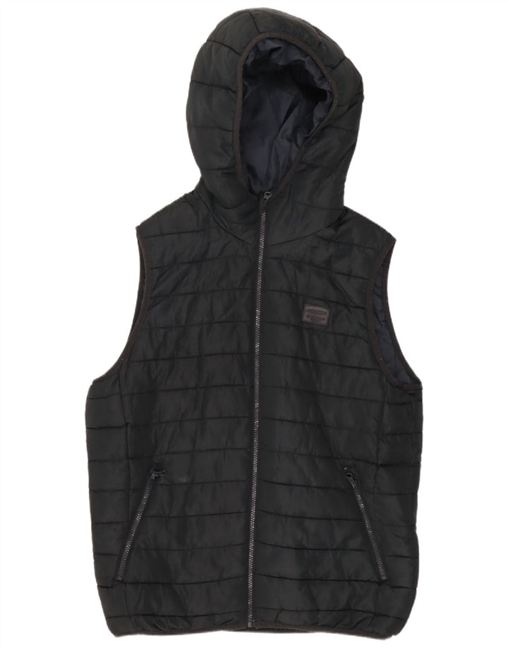 Jack & Jones Chaleco acolchado con capucha para hombre UK 36 Small Poliéster negro