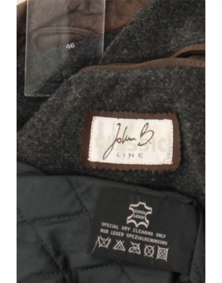 JOHN B Chaqueta de cuero para hombre UK 46 3XL Cuero marrón