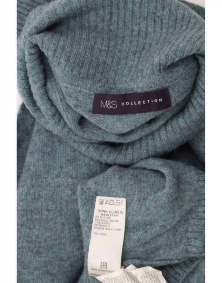 Marks & Spencer Jersey de cuello vuelto para mujer UK 44 Lana azul medio