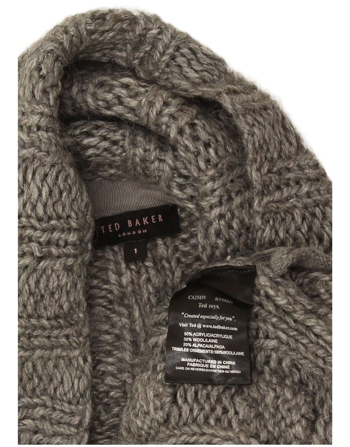 Ted Baker Suéter tipo cárdigan extragrande para mujer Talla 1 XS Acrílico gris