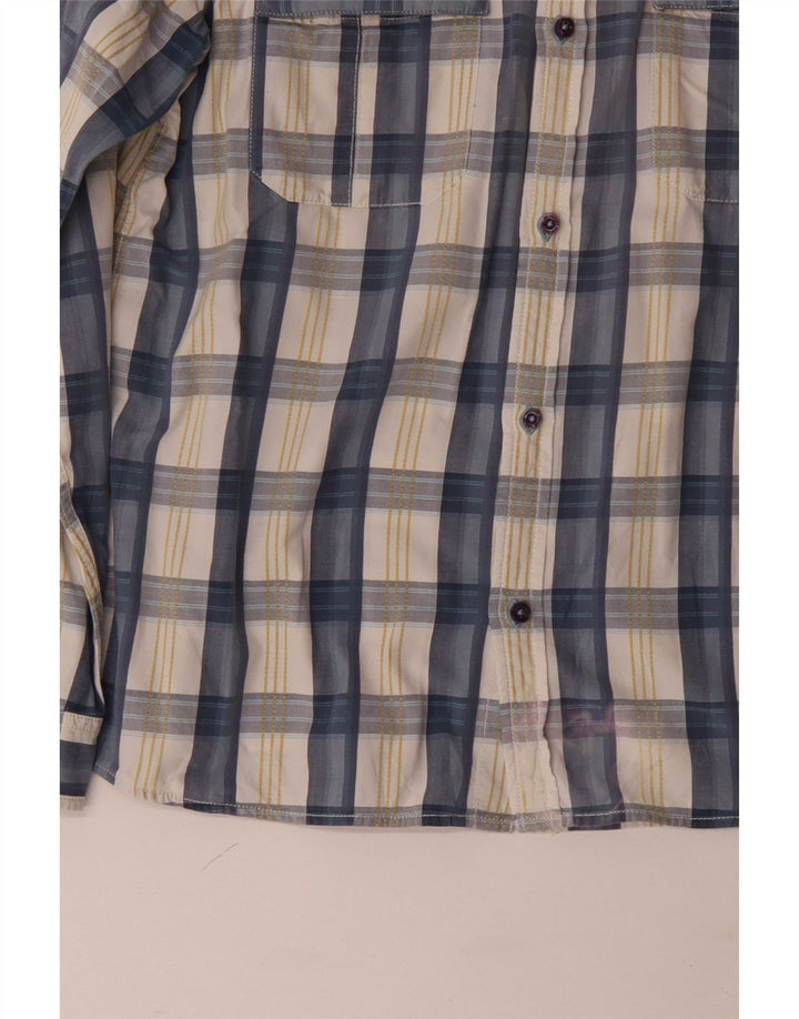 WRANGLER Camisa de hombre de algodón a cuadros azules grandes